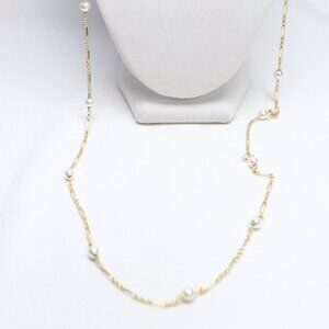 Natalie Wood Designs Gold Tone Adorned Pearl Station Necklace $68 New